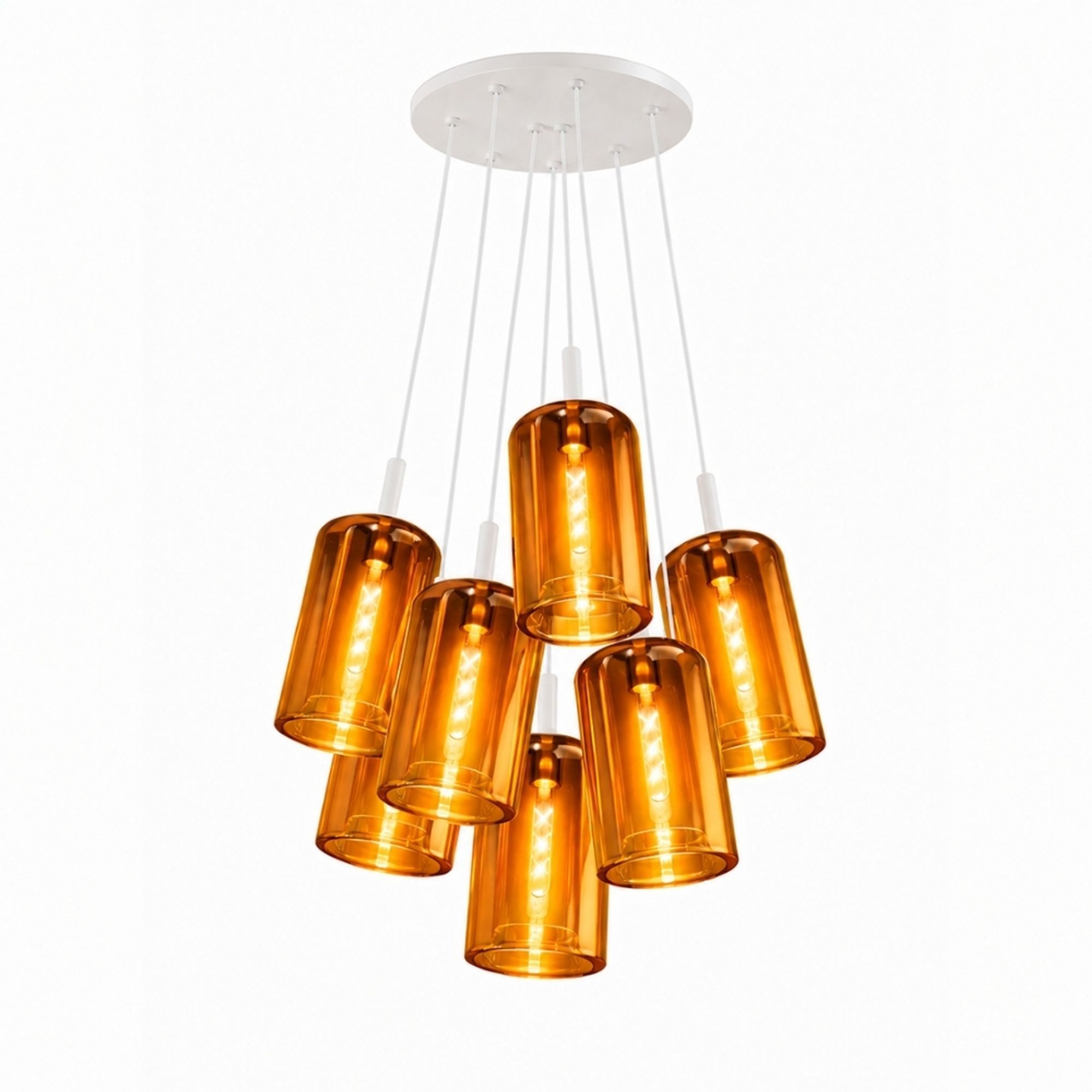 s.luce Pendelleuchte s.luce Cruet Glas-Pendelleuchte Cluster 7-flammig 7x17cm Amber