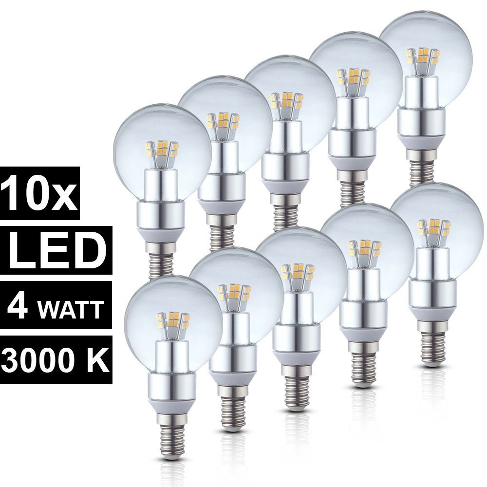 etc-shop LED-Leuchtmittel, 10er Set 4 Watt LED E14 Leuchtmittel Birnen 3000 Kelvin