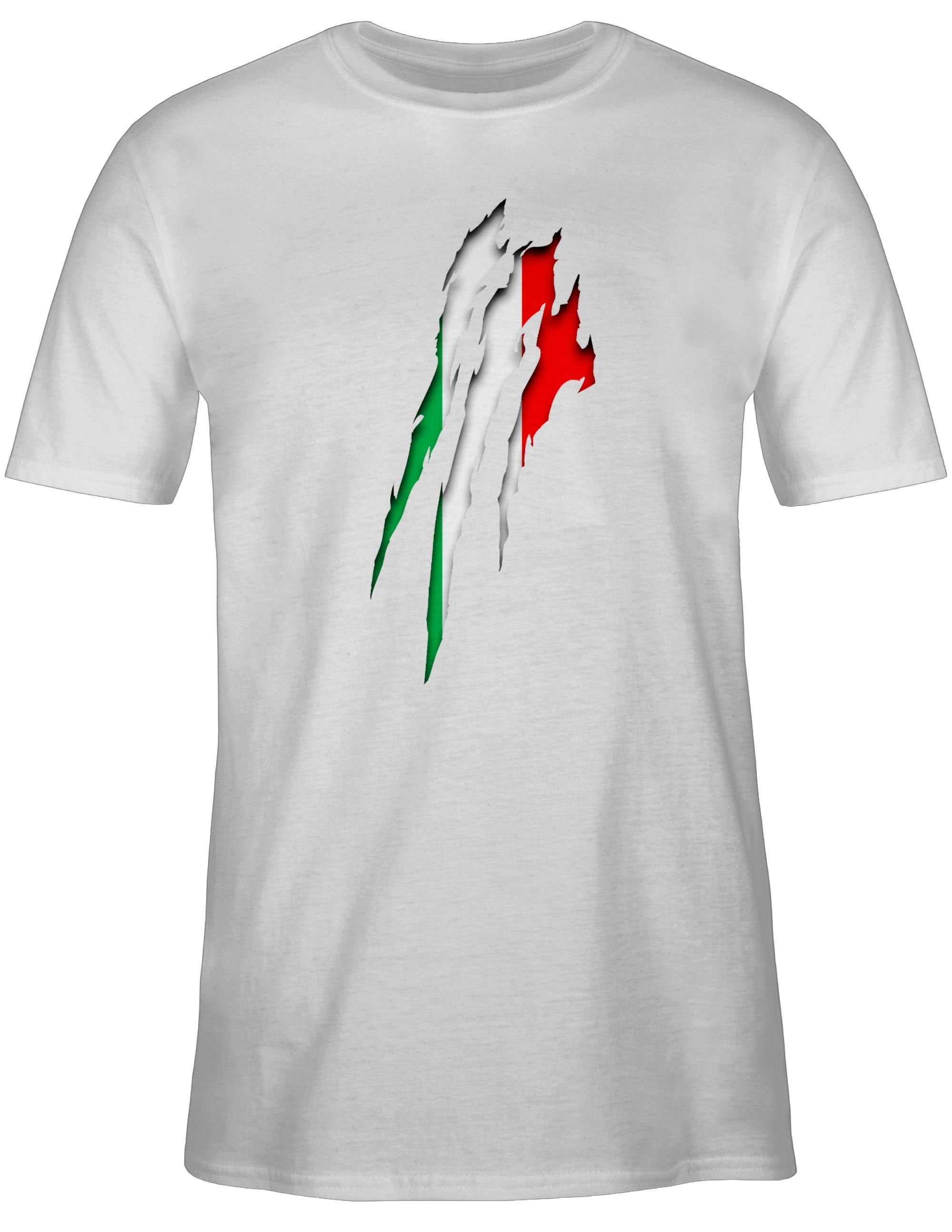 3 Wappen Shirtracer Italien T-Shirt Weiß Krallenspuren Länder