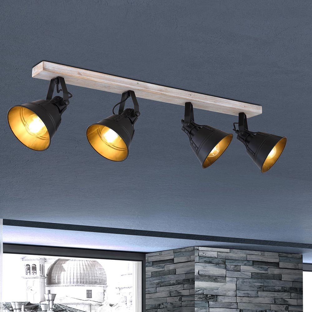 verstellbar nicht LED Deckenlampe Wohnzimmerleuchte Leuchtmittel Strahler Deckenspot, 4-flammig etc-shop inklusive, Holz