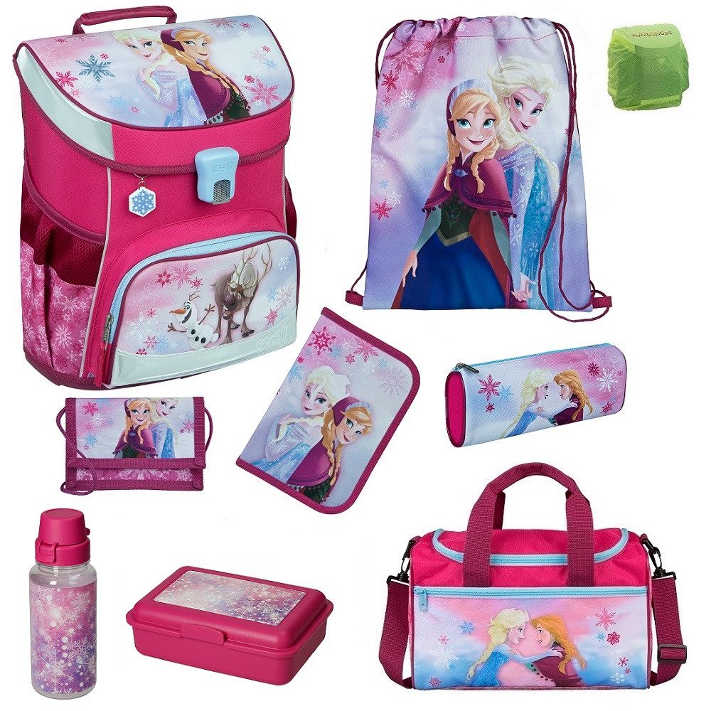 Scooli Schulranzen Disney Eiskönigin CampusFit Schultasche 1.-4. Klasse (Set, 9-tlg., inkl. Federmappe und Sporttasche), Disney Die Eiskönigin FROZEN