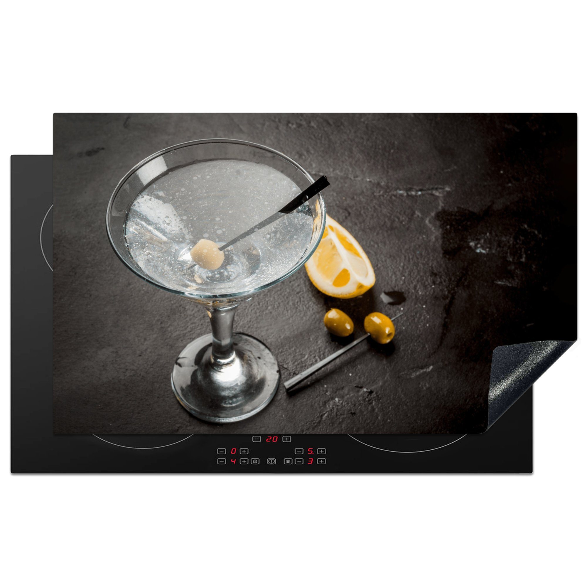 MuchoWow Herdblende-/Abdeckplatte Martini - Induktionsschutz - Glas - Alkohol, Vinyl, (1 tlg), 83x51 cm, Ceranfeldabdeckung, Arbeitsplatte für küche