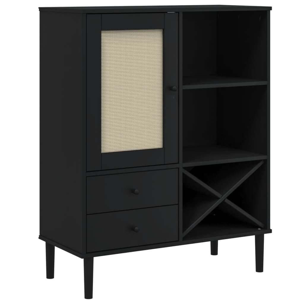vidaXL Highboard Highboard SENJA Rattan-Optik Schwarz 90x40x112 cm Kiefernholz (1 St)