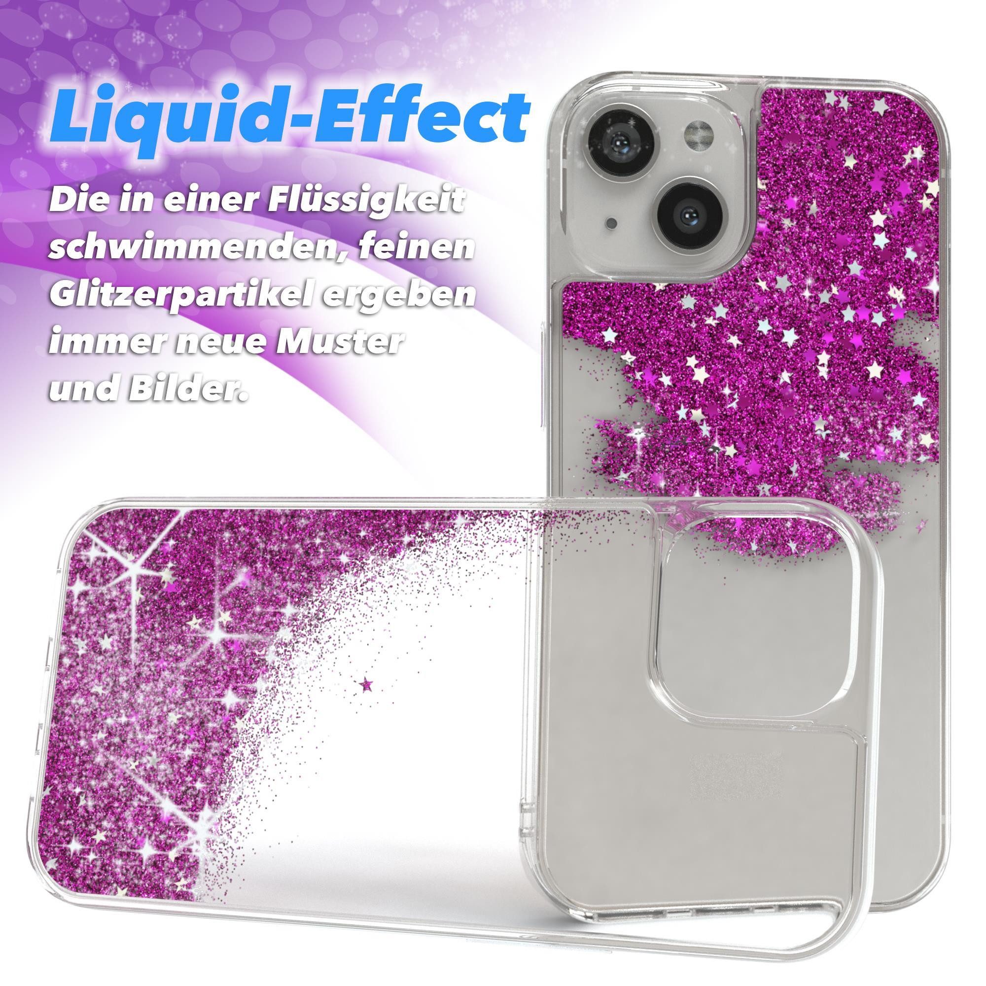 EAZY CASE Handyhülle Liquid Glittery Case für Apple iPhone 13 6,1 Zoll, Bumper Case Back Cover Glitter Glossy Handyhülle Etui Violett Lila – Bild 4 von 5