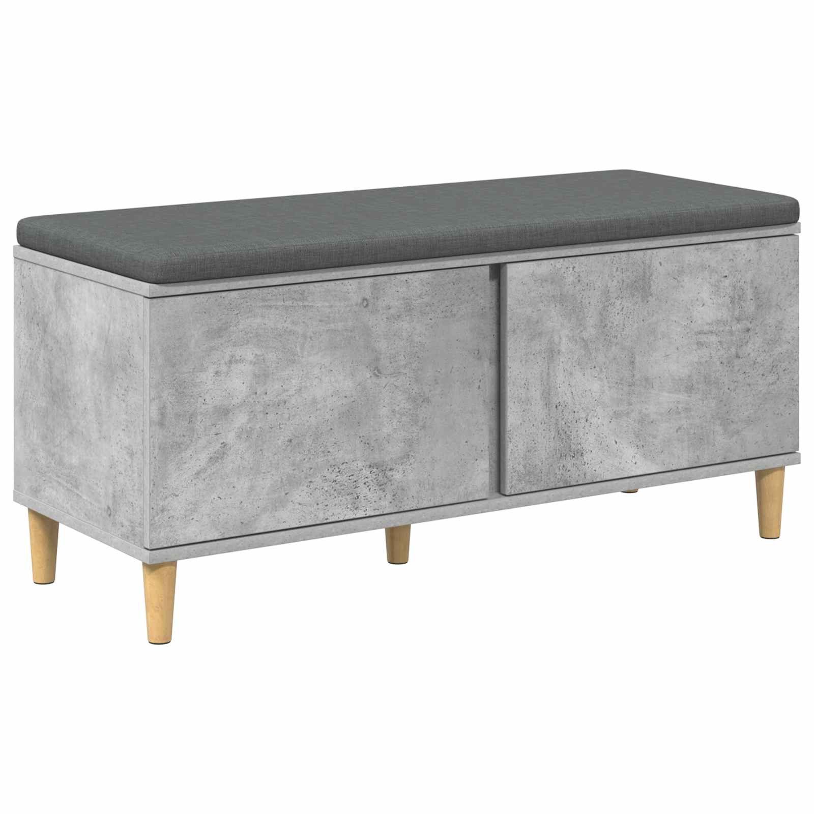 vidaXL Sitzbank Flurbank mit Kissen mit Speicher Betongrau 100 x 38 x 46 cm (1-St)