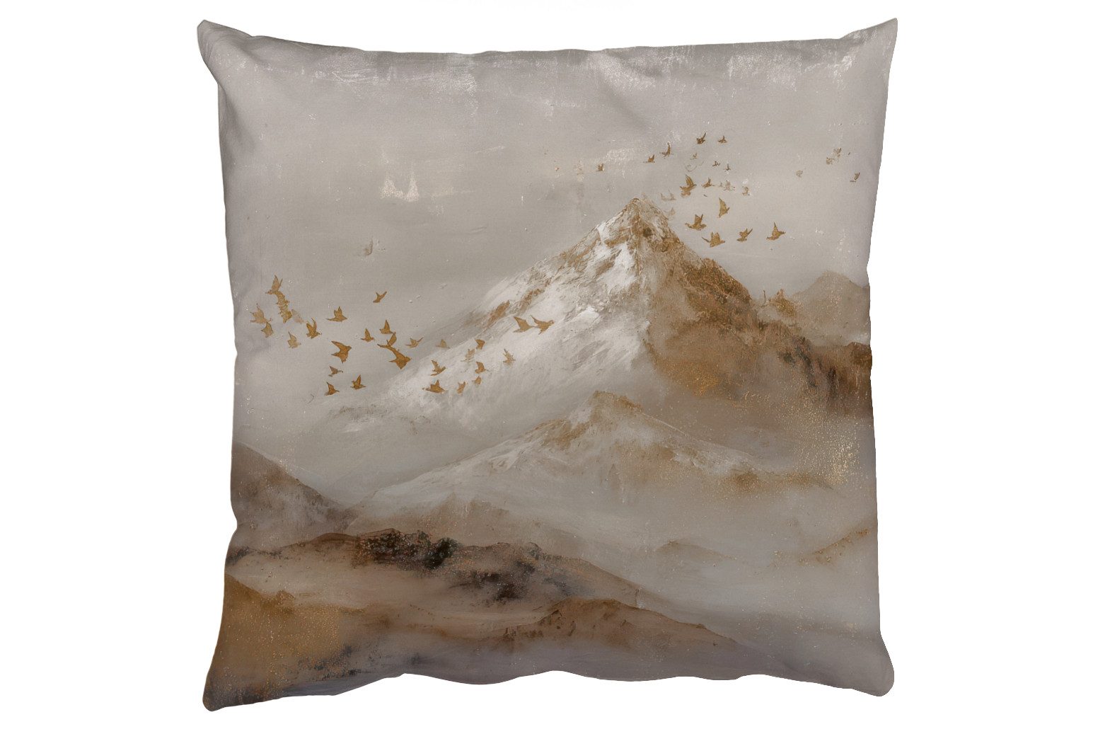 MuchoWow Dekokissen Berglandschaft - Nebel - Pinselstriche, Zierkissen, Deko Kissen mit Füllung, Sofakissen, 60x60 cm