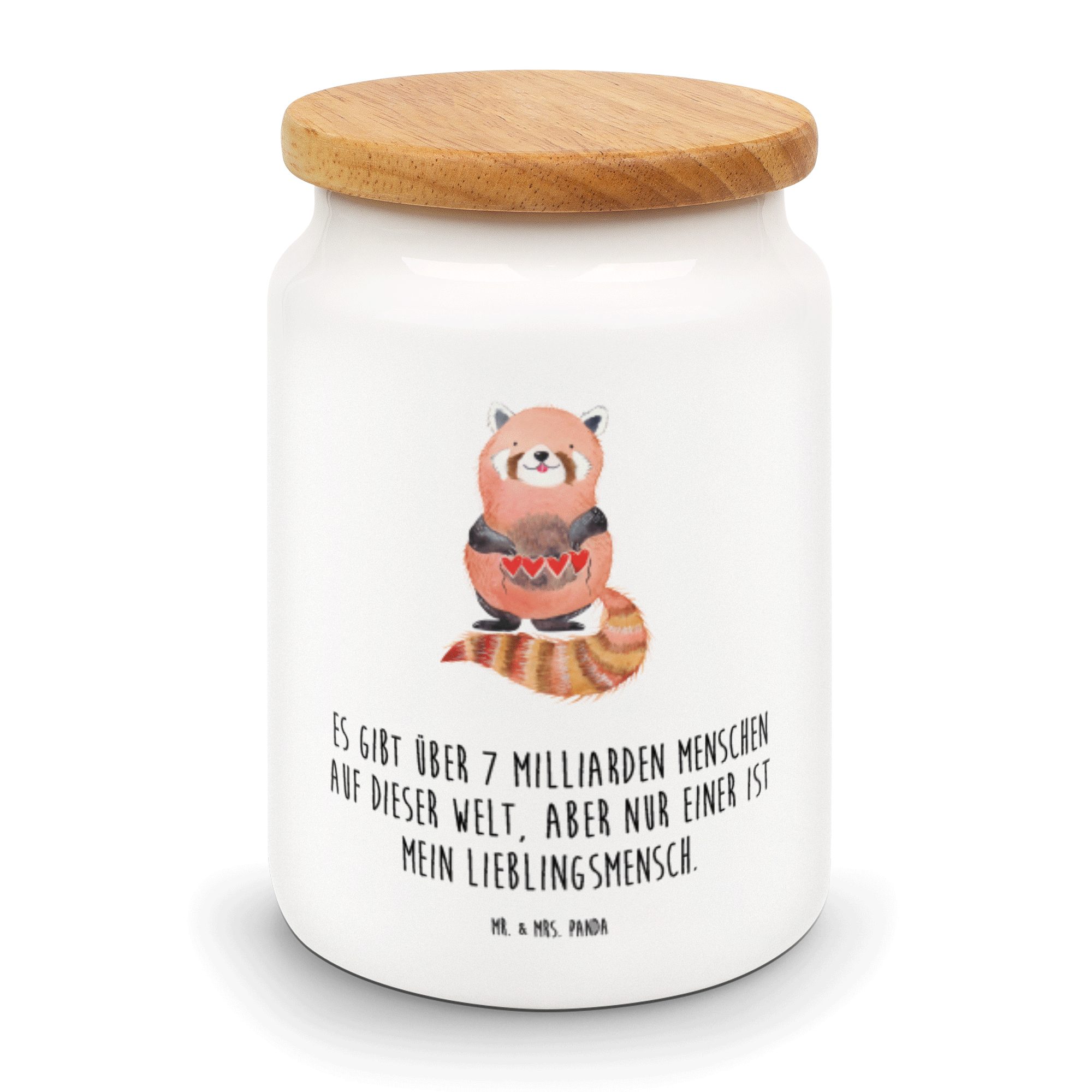 Mr. & Geschenk, Panda Keramikdose, Weiß L, Panda Vorratsdose Liebe, - Mrs. (1-tlg) - Roter Keramik, Vorratsbehälter,
