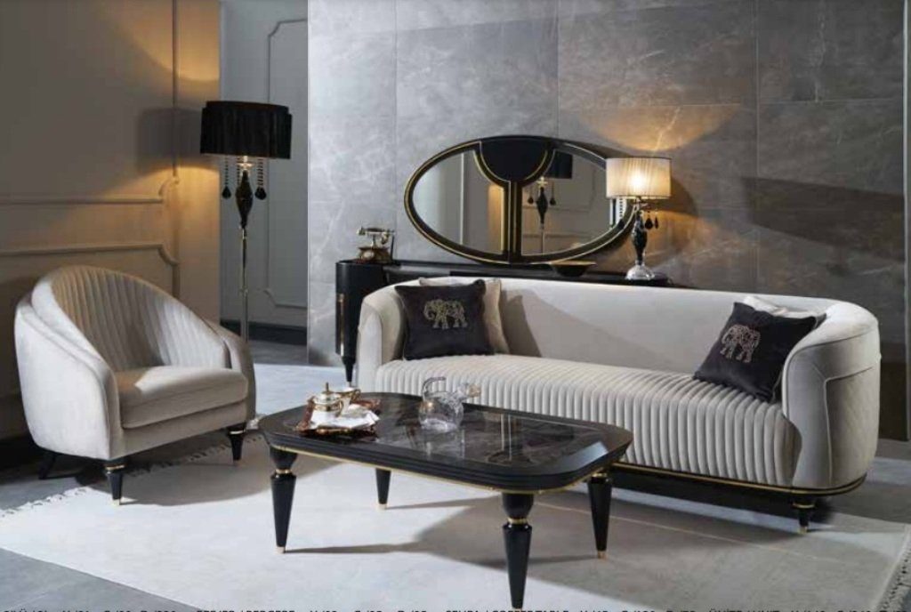 JVmoebel Sofa Moderne Weiße Sofagarnitur Couch Sofa Made in Stoff 3+1 Sitzer Garnitur Grau, Europe