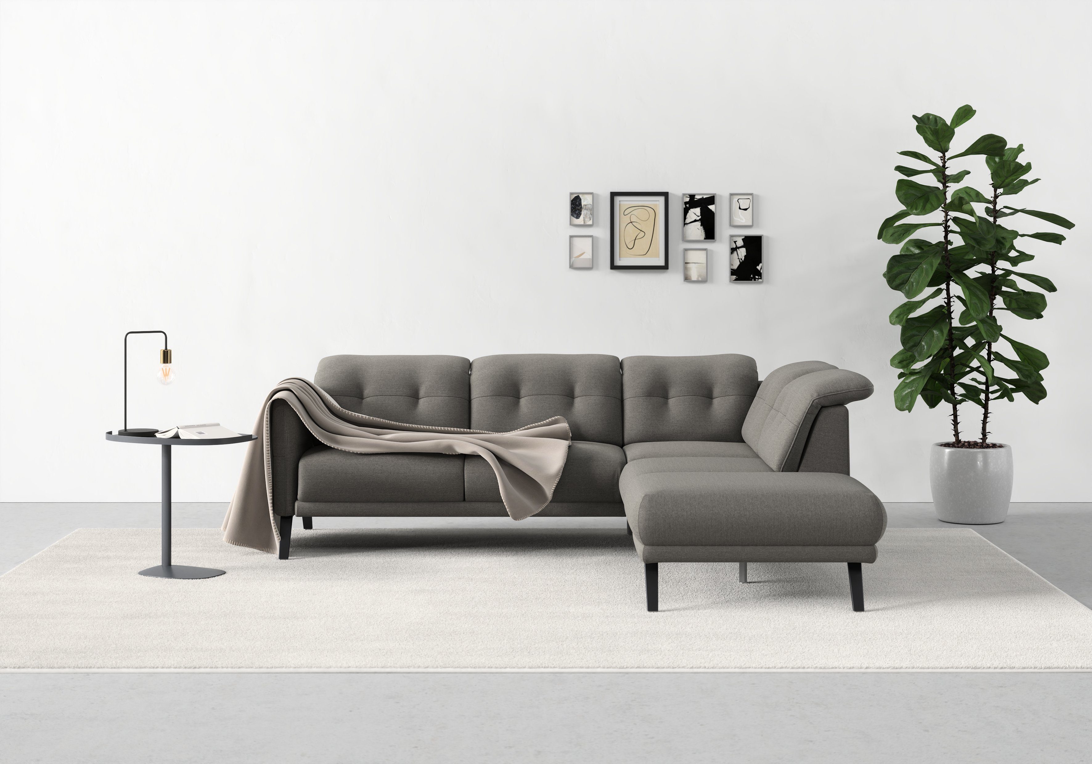 mit Kopfteilverstellung sit&more Wahlweise und Ecksofa Armteilfunktion Scandia,