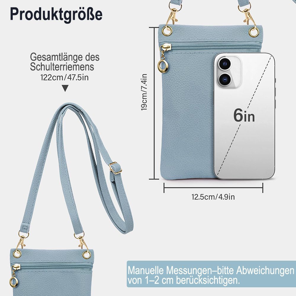 Zaewry Umhängetasche Handytasche mit abnehmbaren Umhängeriemen,Handytasche, für Einkaufen, Dating und Spaziergänge,Münztasche, Kreditkartenetui – Bild 3 von 5