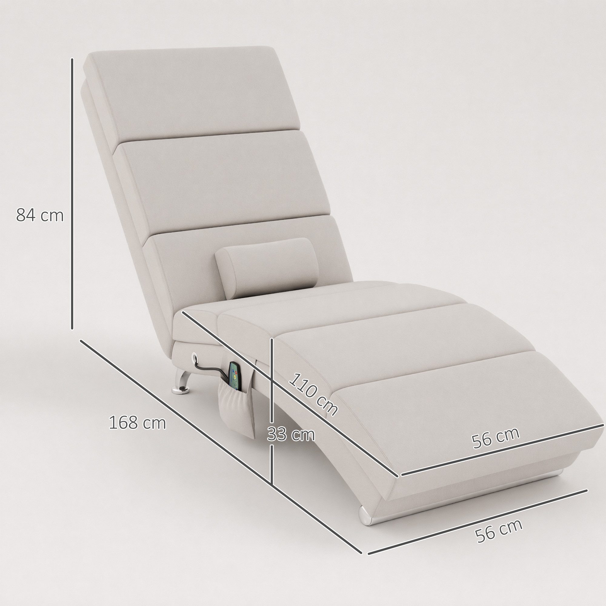HOMCOM Massagesessel Relaxsessel TV Sessel mit Liegefunktion Massage Wärmefunktion (Relaxsessel, 1-St., Elektrisch Fernsehsessel), TV Sessel mit Lendenkissen Se – Bild 3 von 5