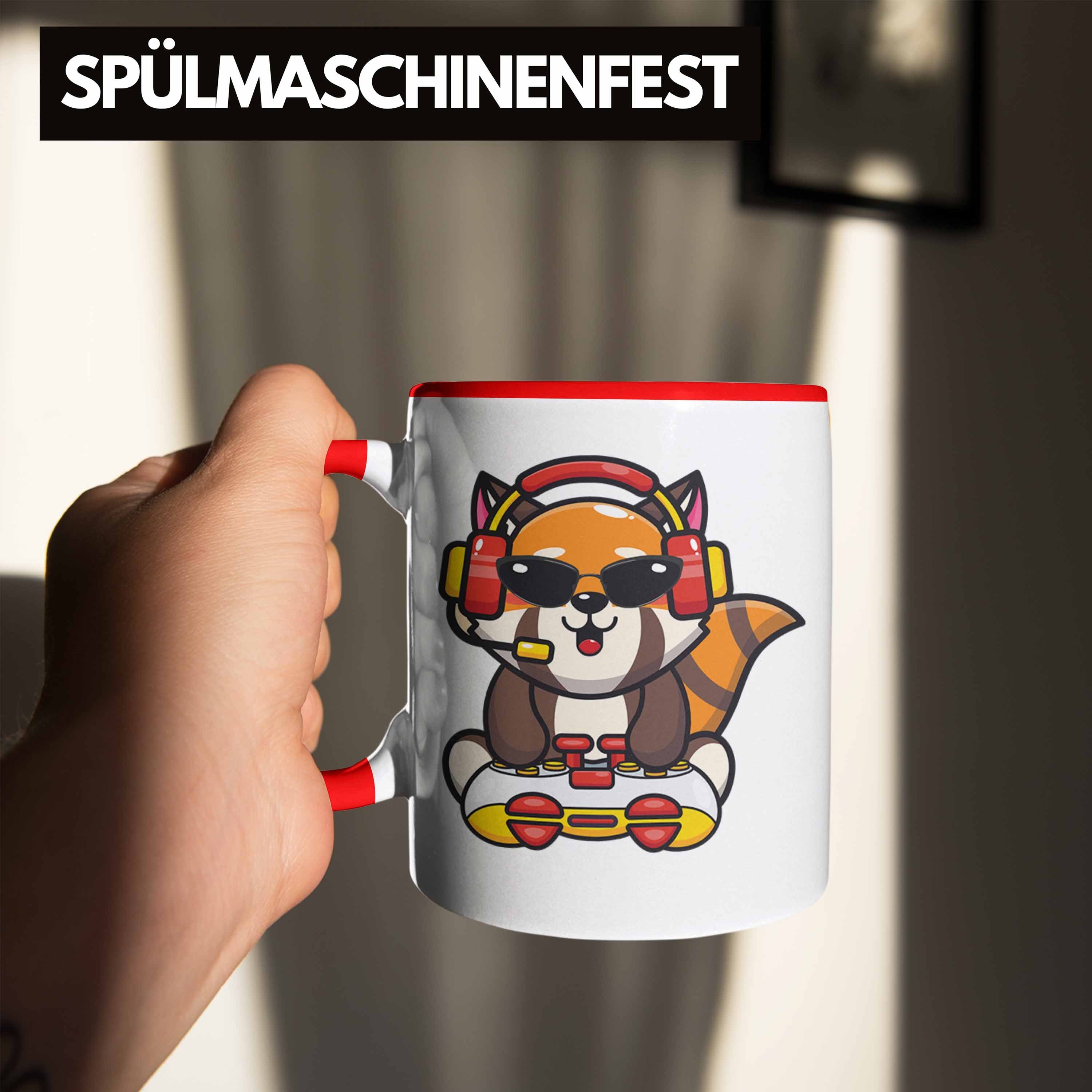 Trendation Jungs Panda Gaming Rot Trendation Gamer Tasse - Mädchen Gaming Lustige Jungen für Grafik Geschenkidee Tasse Kinder