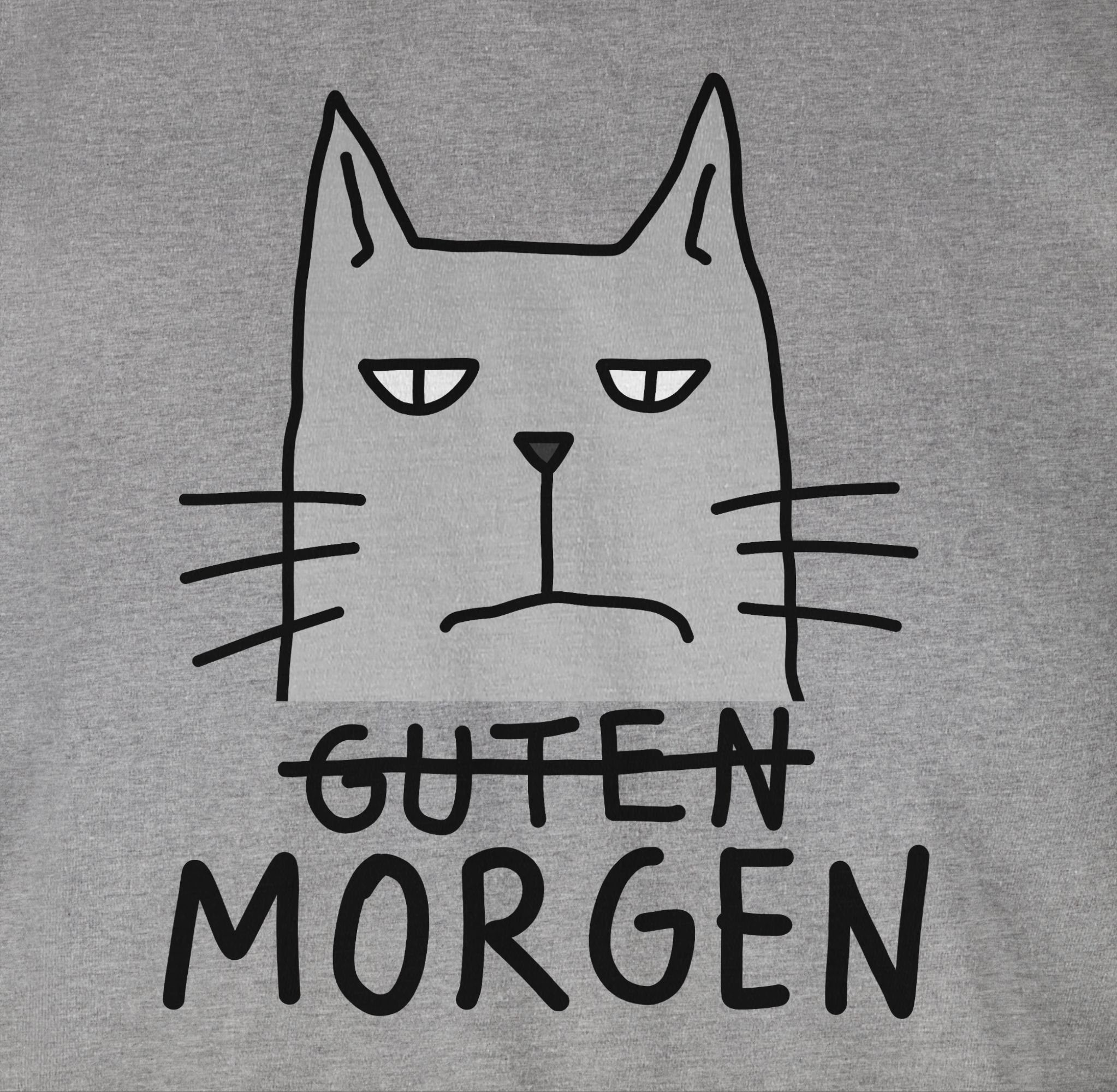 Shirtracer T-Shirt Guten 01 Geschenk Katzenbesitzer Katze Grau Morgen meliert