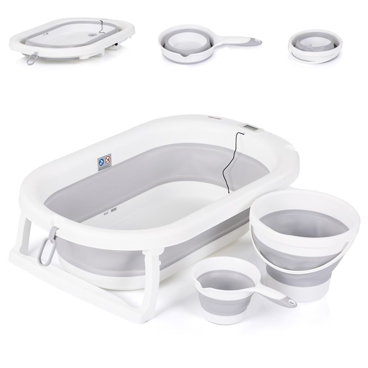 Chipolino Babybadewanne Babybadewanne Spa faltbar, Eimer, Spülbecher, integriertes Thermometer