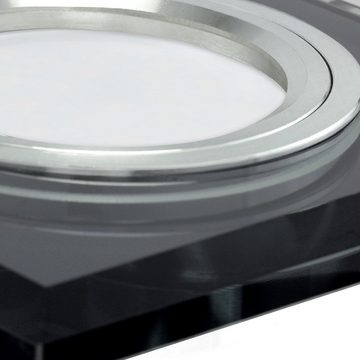 SSC-LUXon LED Einbaustrahler Flacher Glas Einbauspot quadratisch schwarz mit LED-Modul dimmbar 4W, Neutralweiß