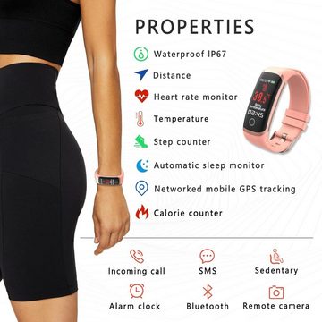 SUPBRO Smartwatch (0,96 Zoll, Android iOS), Wasserdicht armbanduhr pulsuhr schrittzähler schlafmonitor sportuhr