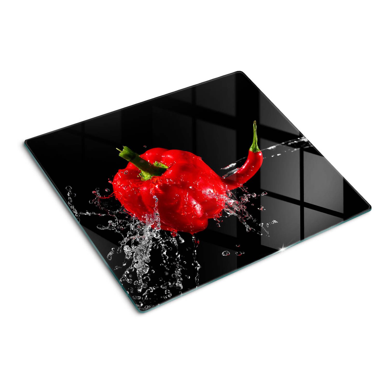 Tulup Kräuterschneidebrett Herdabdeckplatte Glasabdeckplatte Gehärtetes Glas Küche Spritzschutz, (1-St), Chili-Pfeffer