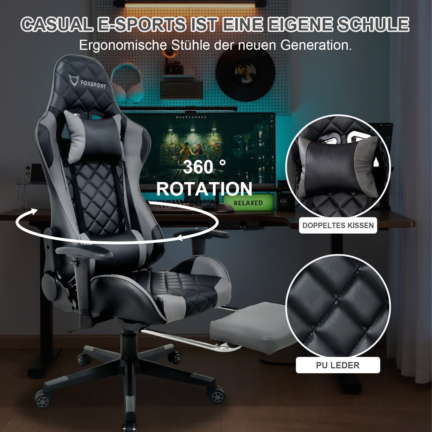 Seven Comfort Gaming-Stuhl Gaming Stuhl mit Fußstütze (Professioneller Gami günstig online kaufen