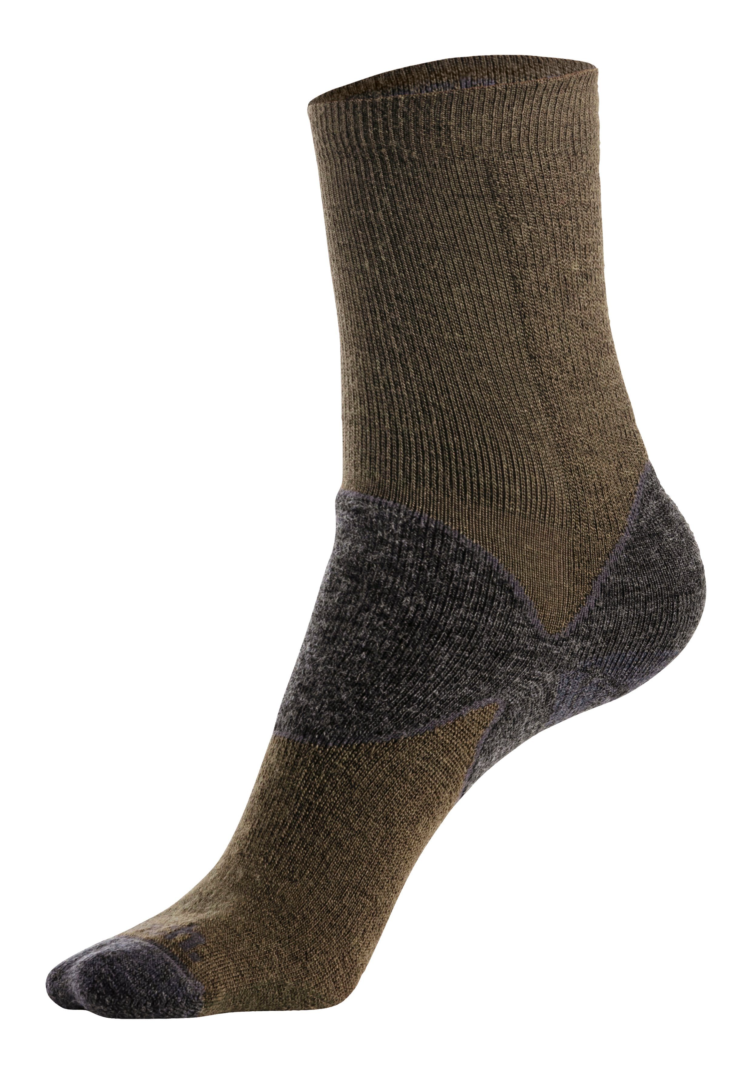 Bench. Wandersocken (2-Paar) Wollsocken Wolle aus olive-anthrazit navy-anthrazit, flauschigem 1x Material 36% mit 1x