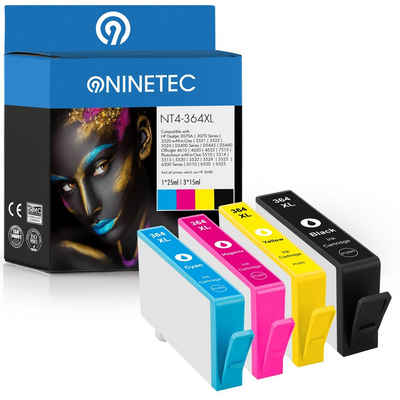 NINETEC 4er Set ersetzt HP 364XL 364 XL Tintenpatrone