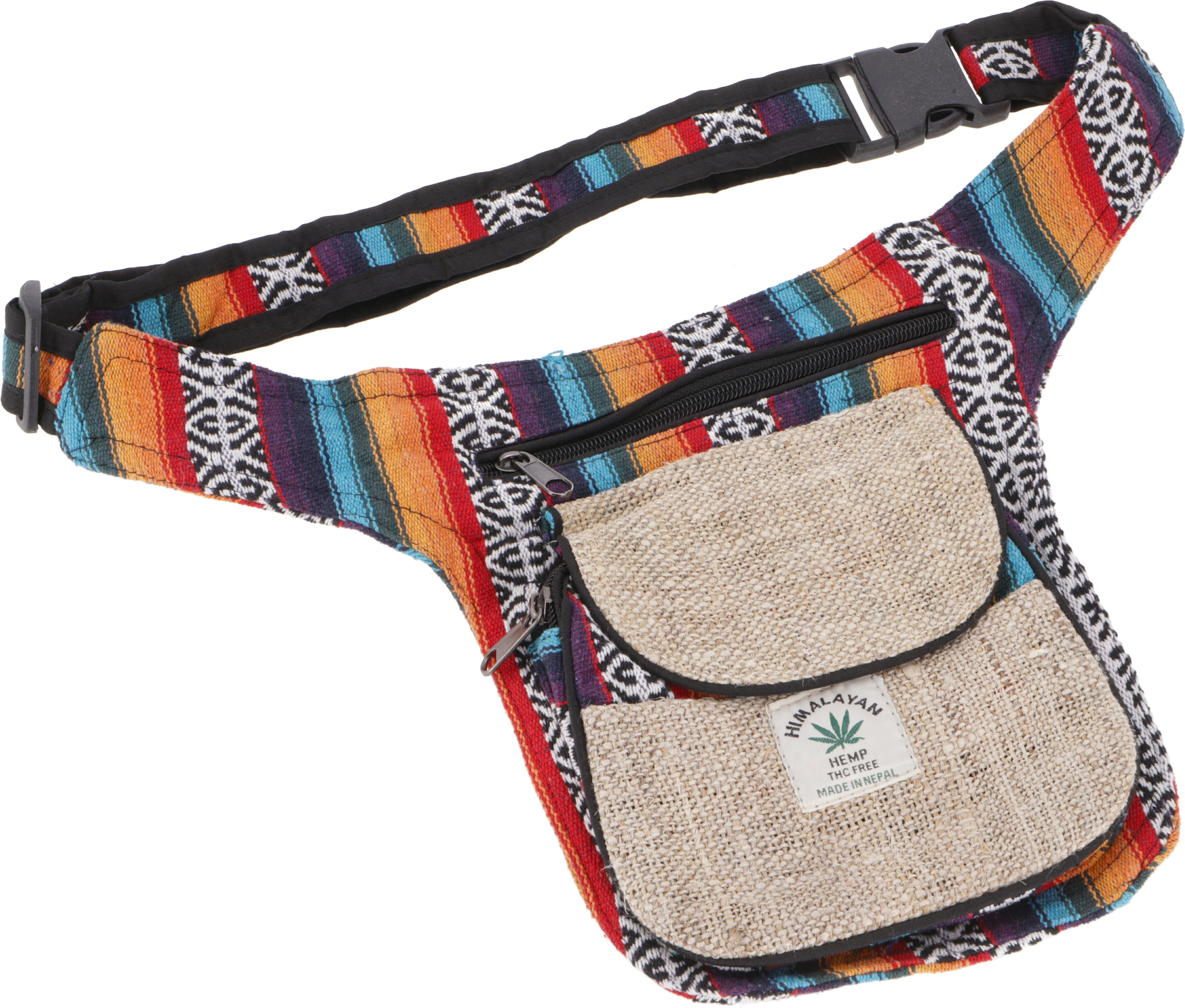 Gürteltasche 2 Sidebag, Guru-Shop Modell - Ethno Gürteltasche Nepal Hanf