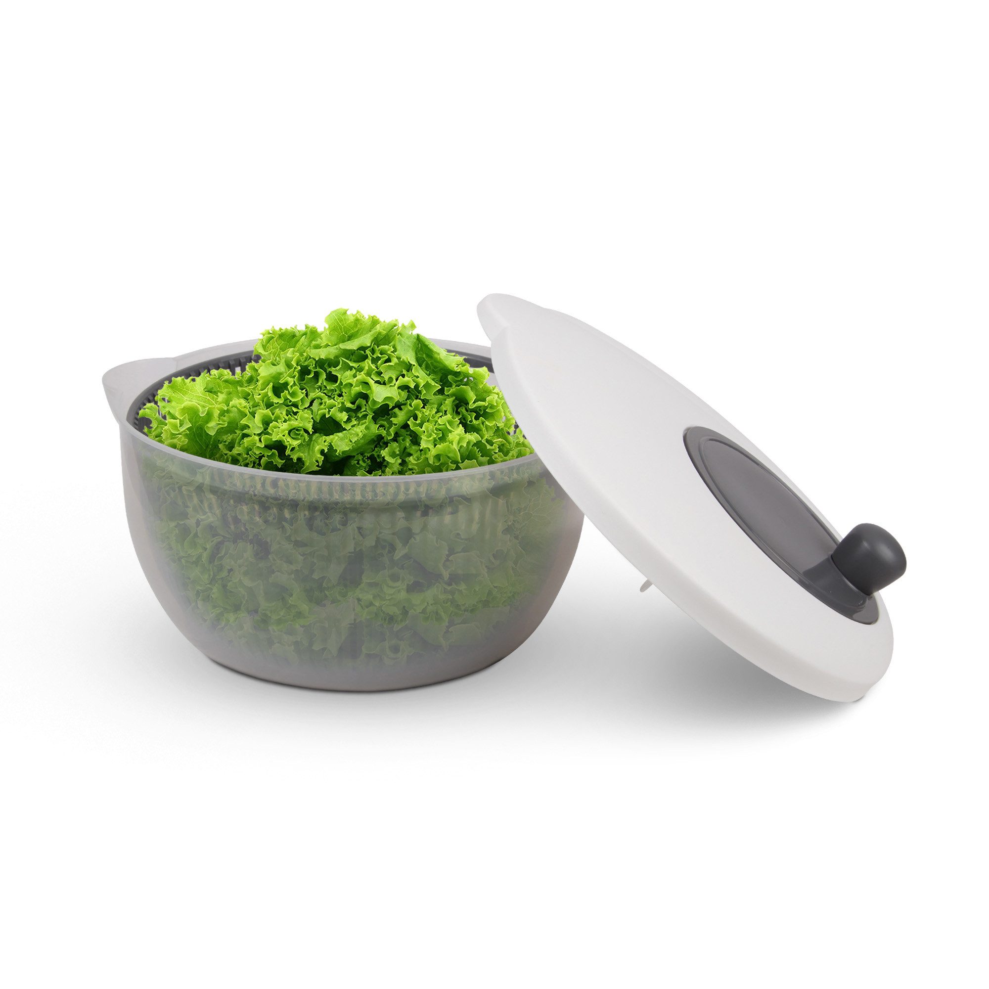 Pro Home Salatschleuder 3D Kurbel, (4 Liter / Ø25cm, 3in1 - Schleuder, Sieb und Salatschüssel), Salattrockner - Schleudern ohne Kraftaufwand, Spülmaschinenfest