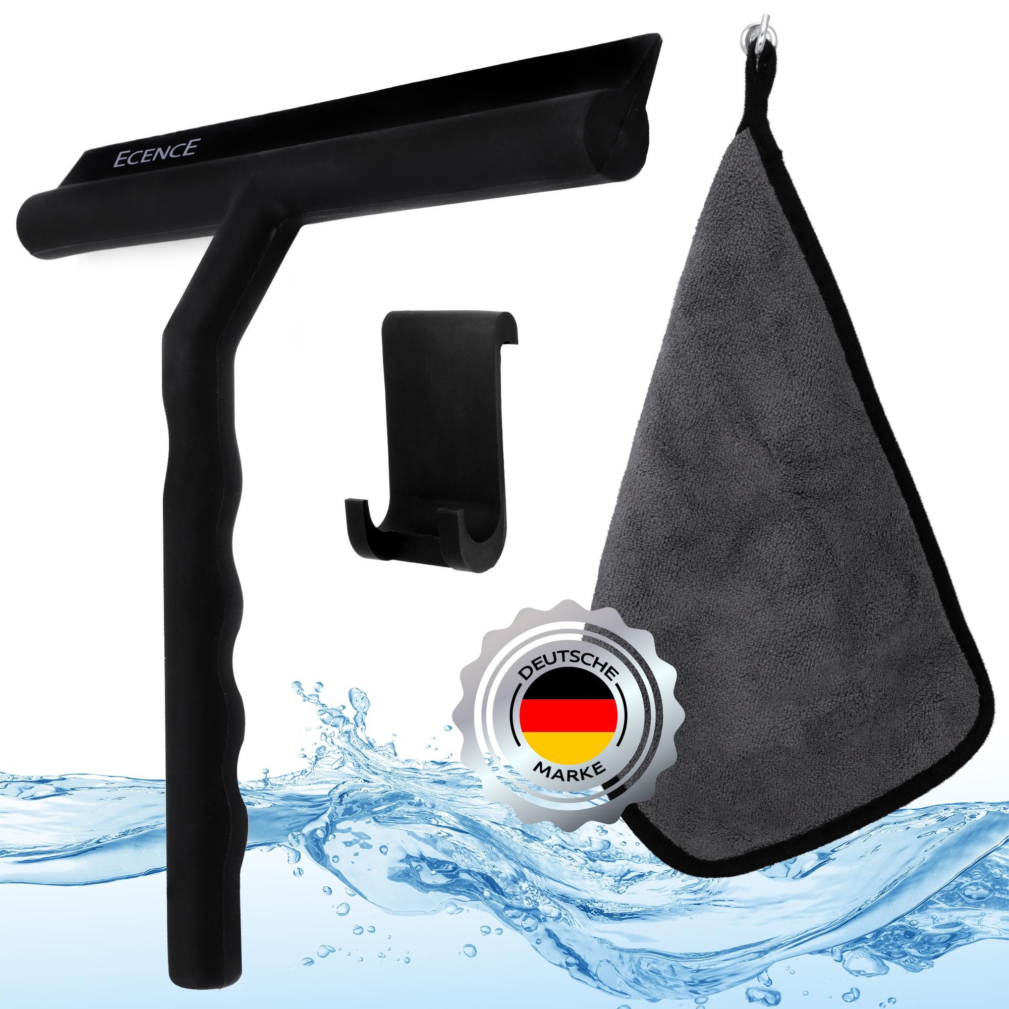 Duschabzieher Duschabzieher Silikon Schwarz + Aufhängung
