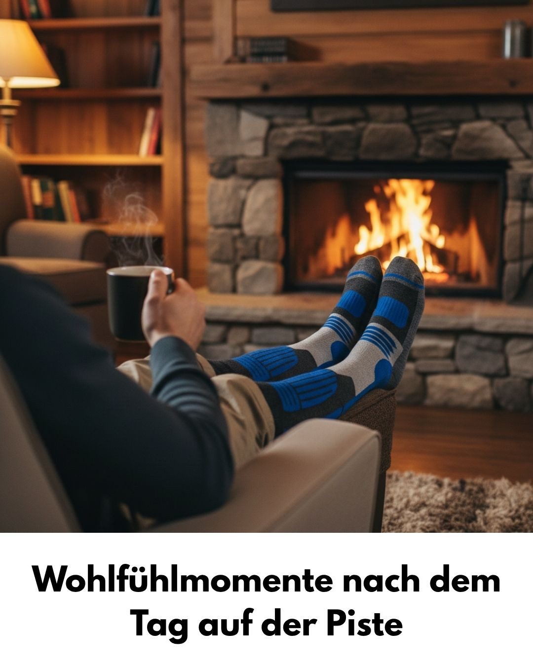 sockenkauf24 Skisocken Merino Herren 2 Paar Ski Kniestrümpfe Merinowolle (2-Paar) atmungsaktive Skisocken mit verstärkten Belastungszonen