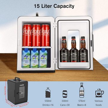 VASIP Kühlschrank 15 L Mini YT-A-15, 45.5 cm hoch, 35 cm breit, Tragbar mit Kühl- und Heizfunktion, kleiner Getränkekühlschrank
