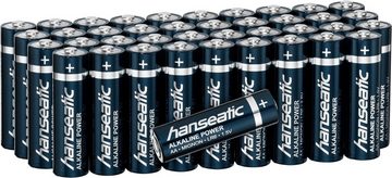 Hanseatic 40er Pack Alkaline Power, AA Mignon Batterie, LR06 (40 St), bis zu 5 Jahren Lagerfähigkeit