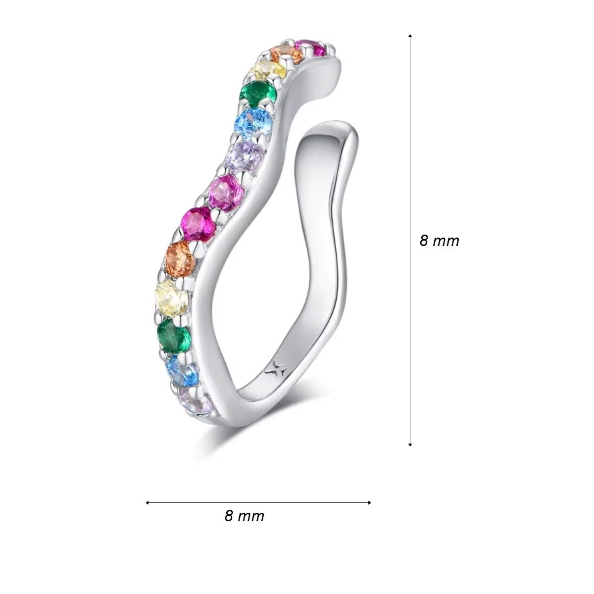 ELLAWIL Paar Ohrklemmen Ohrclip mit bunten Mosaik Steinchen Zirkonia Ohrklemme ohne Loch (GESCHENKIDEE, Sterling Silber 925), inklusive Geschenkschachtel