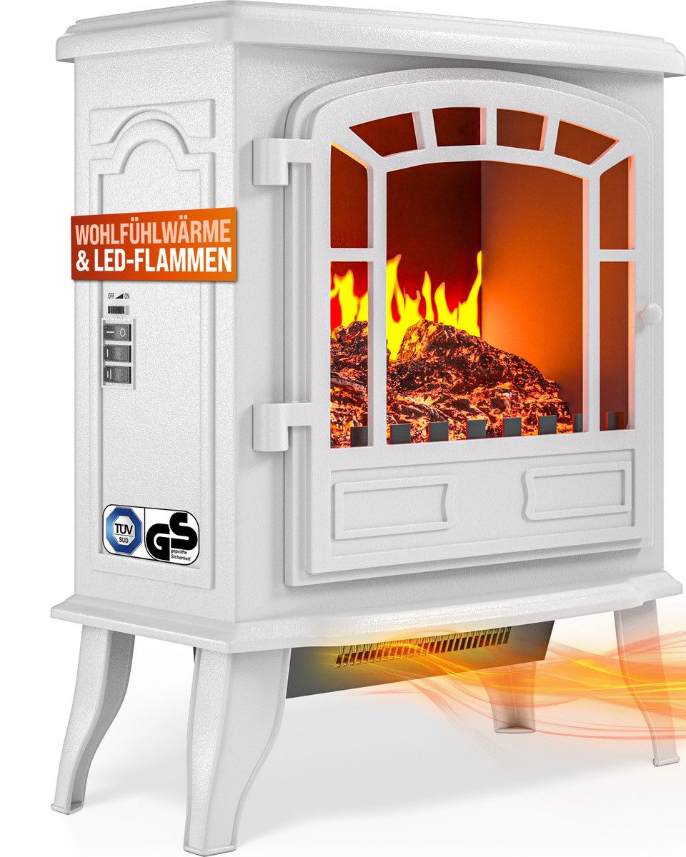 monzana Elektrokamin, Mit Heizung Flammeneffekt Heizlüfter Kamin Deko Ofen Weiß Wohnzimmer