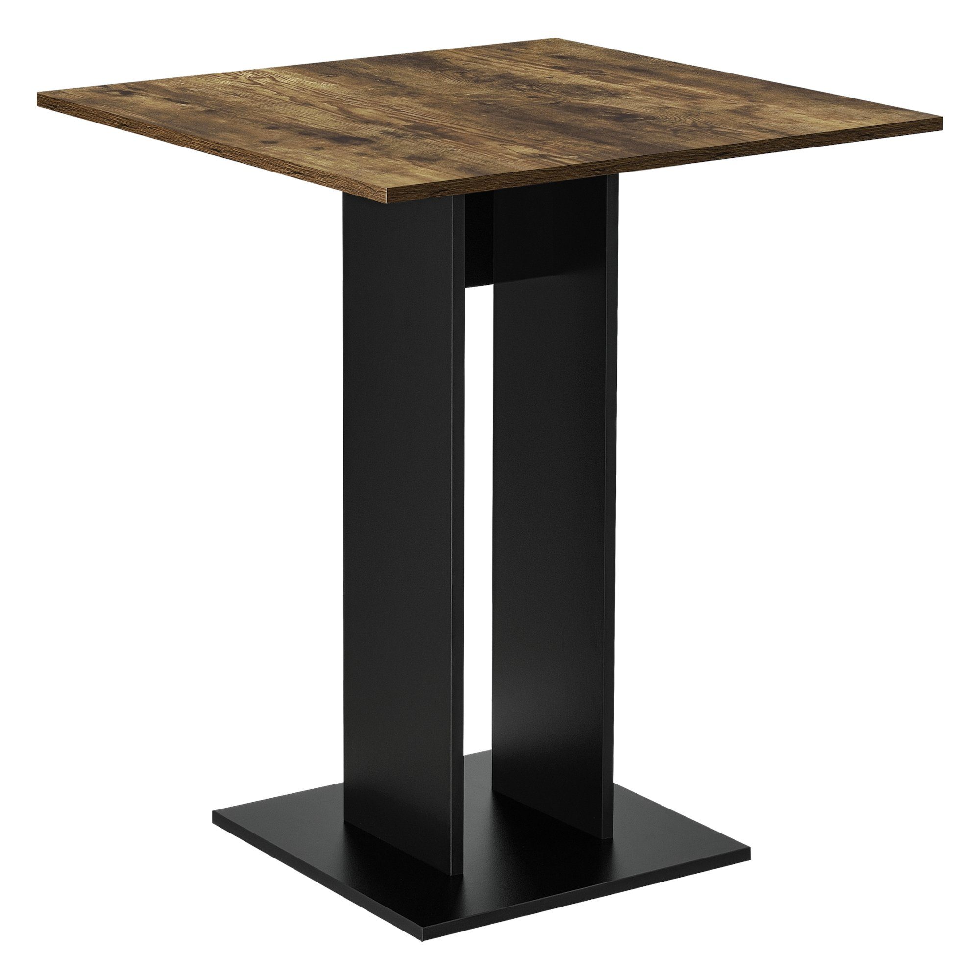 schwarz/holzfarben schwarz quadratisch Säulentisch »Lindesnes« Küchentisch, 65x65x78cm holzfarben en.casa /