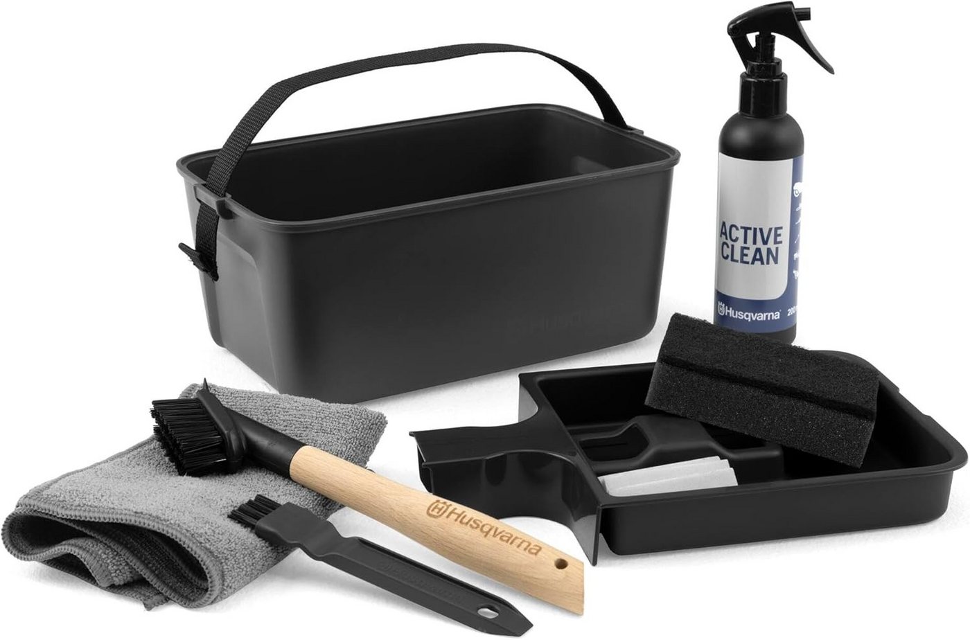 Husqvarna Rasenmähroboter Automower Reinigungs-Kit, Komplett-Set mit Bürsten, Schraubendreher, Spray