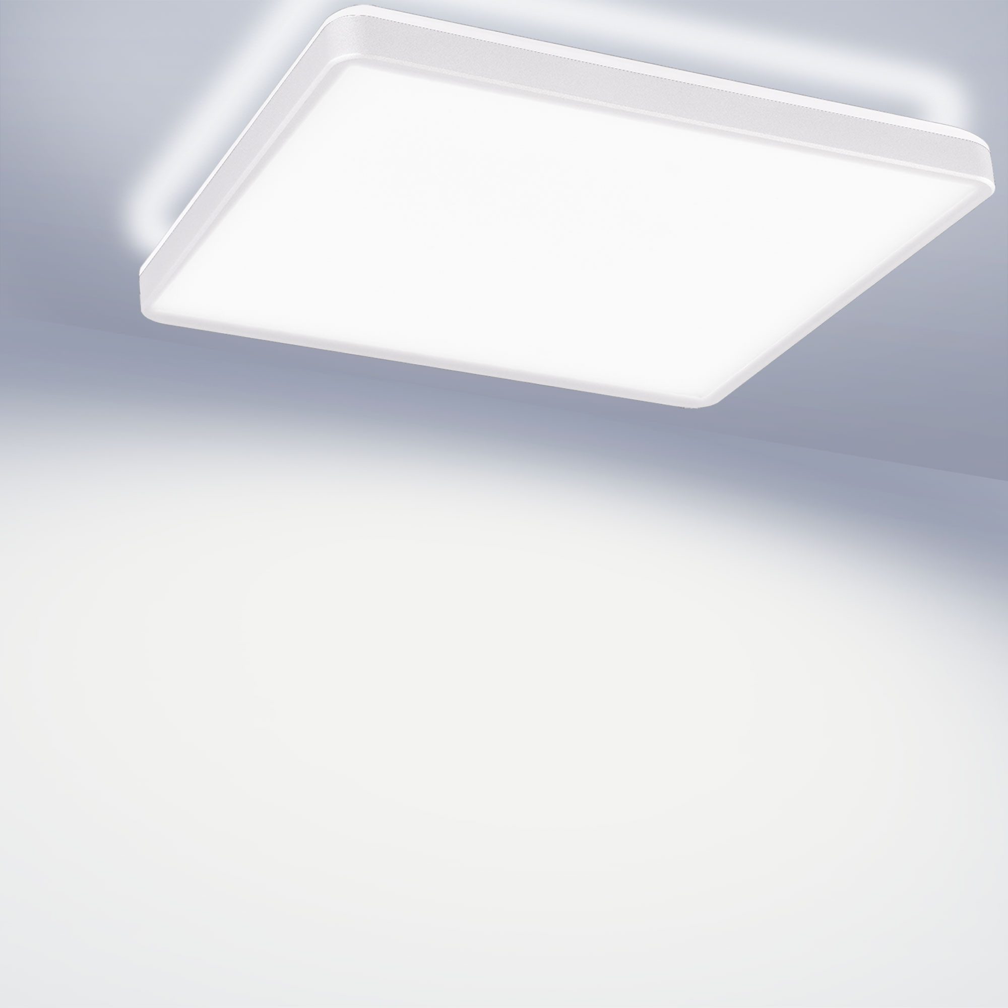 Maxkomfort LED Deckenleuchte mit Backlight, rund/eckig, schwarz/weiß/grau, 4000K Neutralweiß, IP20, LED fest integriert, Deckenlampe für Wohnzimmer, Büro, Küche & Flur - ⌀19/29/42cm