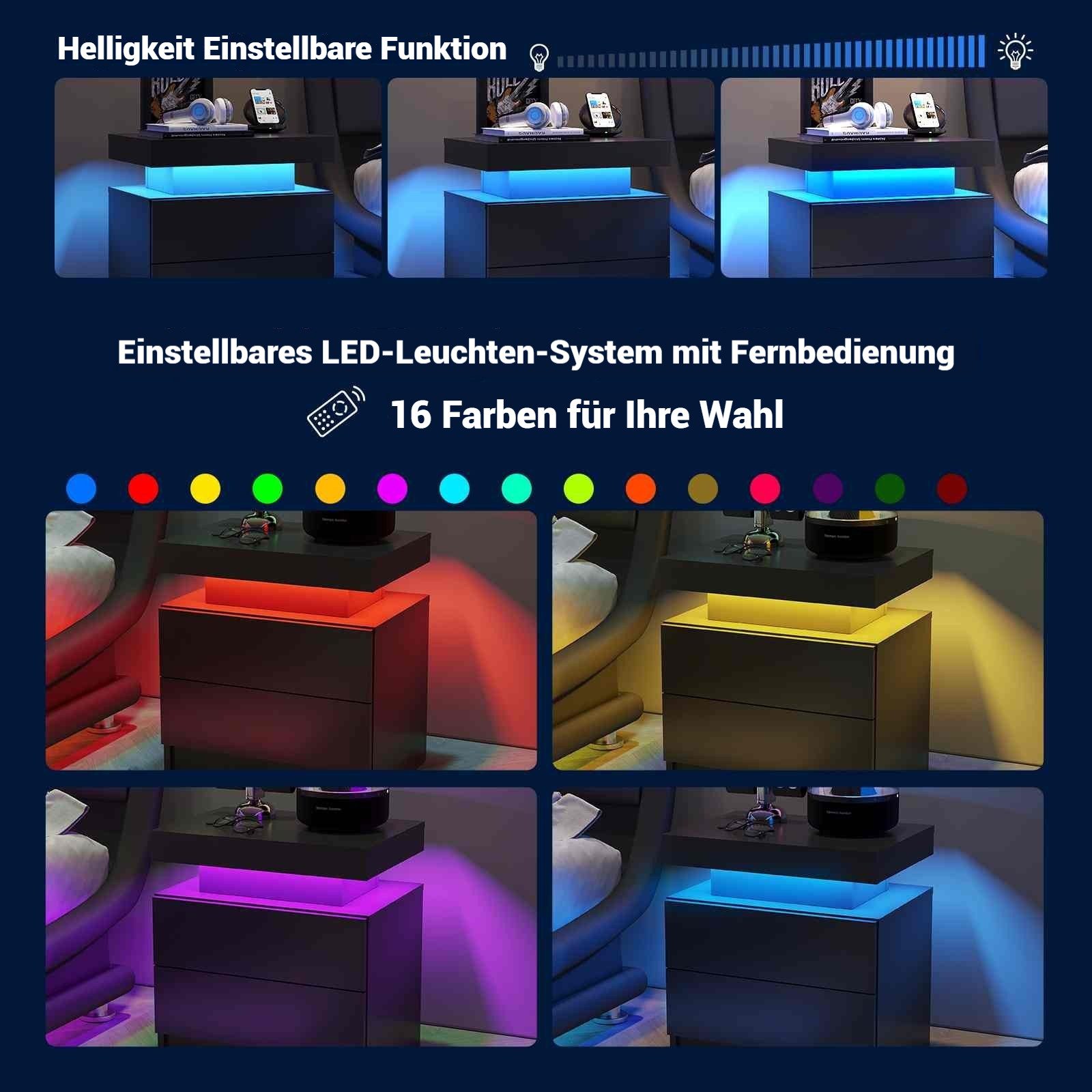 BlingBin Nachttisch Nachtschrank mit LED Licht, günstig online kaufen