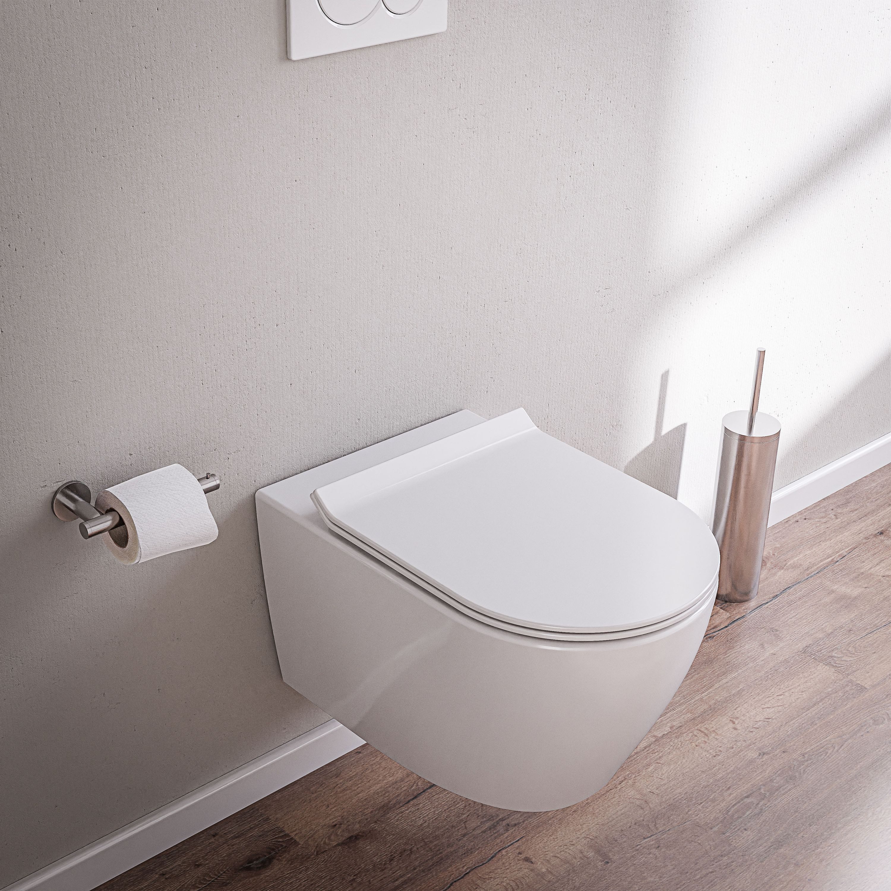 Bernstein Tiefspül-WC B-8030R, Wandhängend, Wand-WC Spülrandlos Nano abgeflachte Unterseite Superflach Sitz