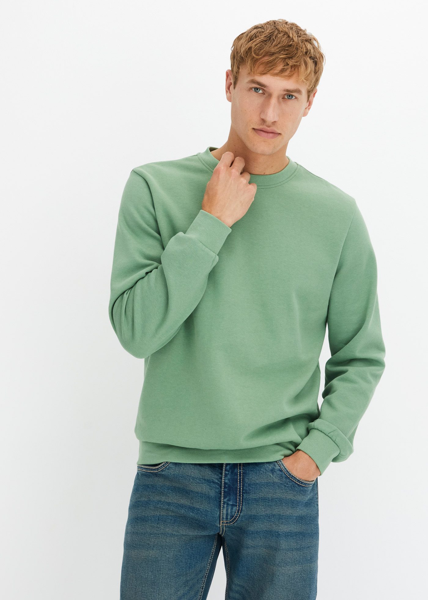 bonprix Sweatshirt mit weich angerauter Innenseite, aus Baumwolle und Polyester, hüftlang