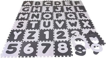 Knorrtoys® Puzzle Alphabet + Zahlen, grau-weiß, 86 Puzzleteile, Puzzlematte, Bodenpuzzle