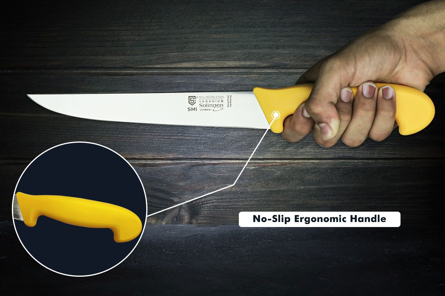 SMI Universalküchenmesser Metzgermesserset Solingen Fleischermesser Ausbeinmesser Wetzstahl, 5 tlg – Bild 5 von 5