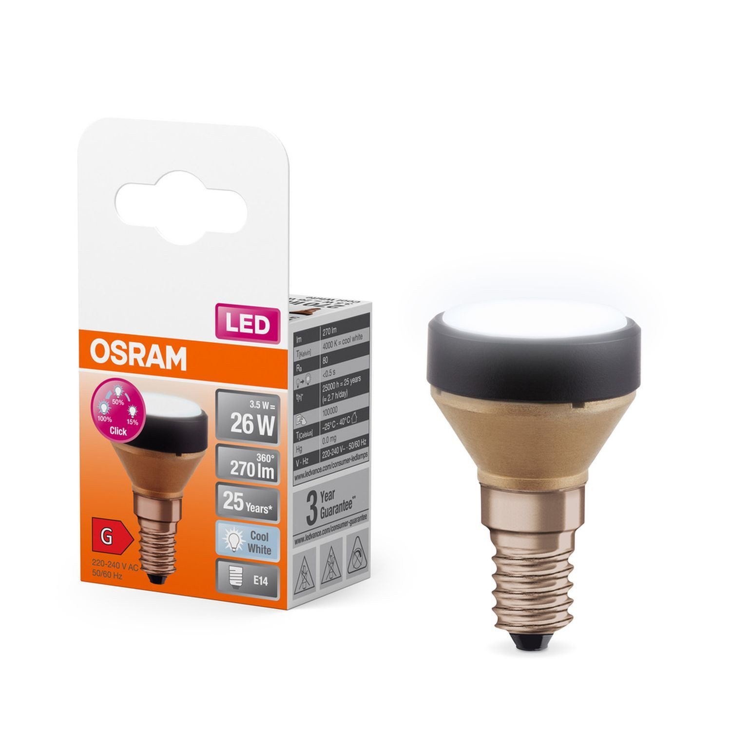 Licht-Erlebnisse LED-Leuchtmittel LAMP, E14, Neutralweiß, Mini Lampe E14 dimmbar über Wandschalter 4000 K 270 lm neutralweiß