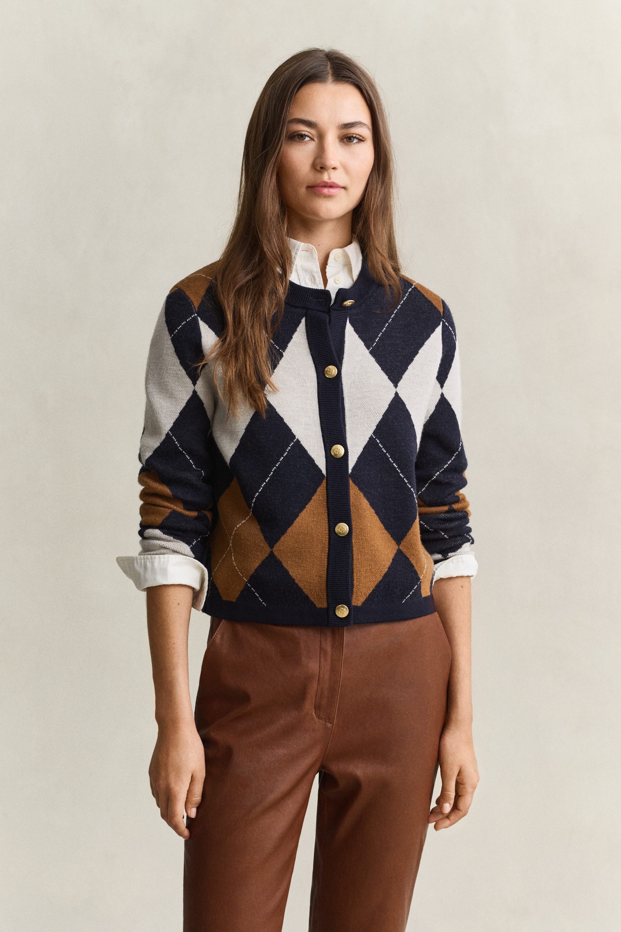 Gant Cardigan ARGYLE C-NECK aus Wolle
