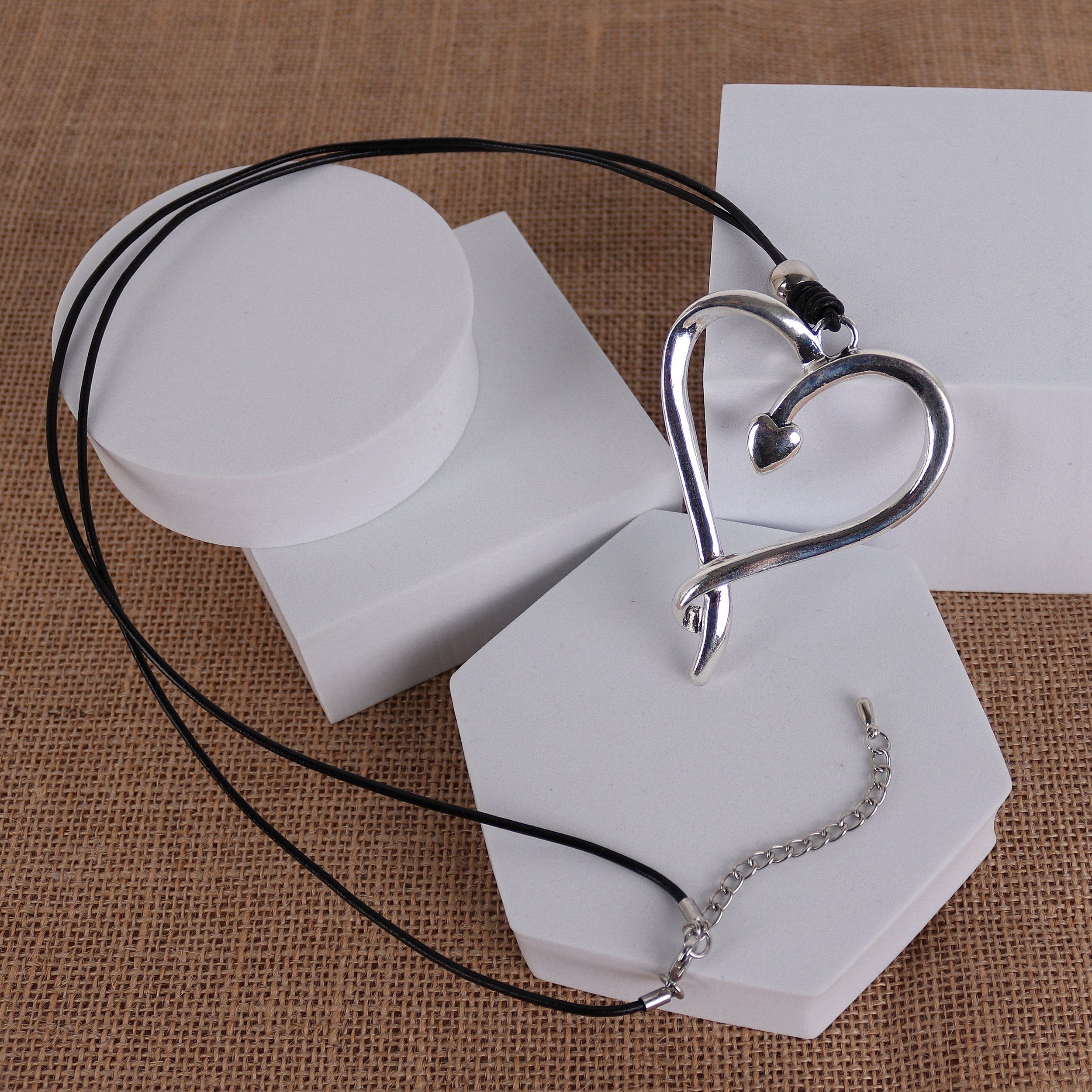 Valentinstagsgeschenk MIRROSI Lange Kette Damen Halskette mit elegantem Anhänger aus Metall ca.90cm lang (perfekt für Pullover, Bluse, Shirt), schwarz