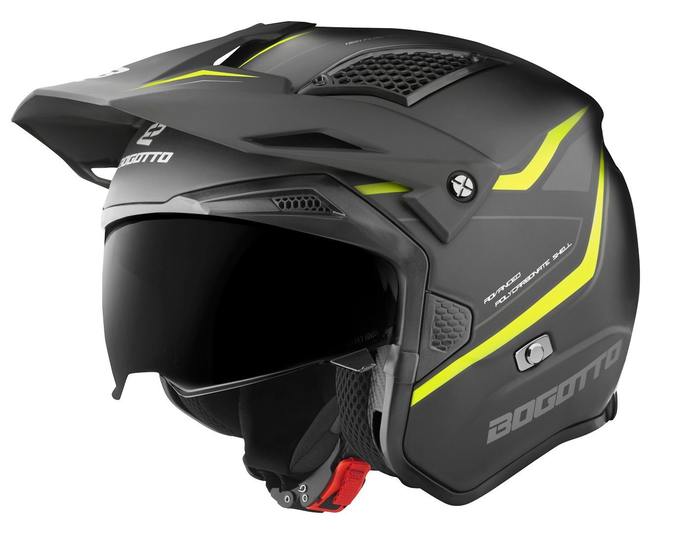 Bogotto Motorradhelm Radic WN-ST Helm, Ratschenverschluss