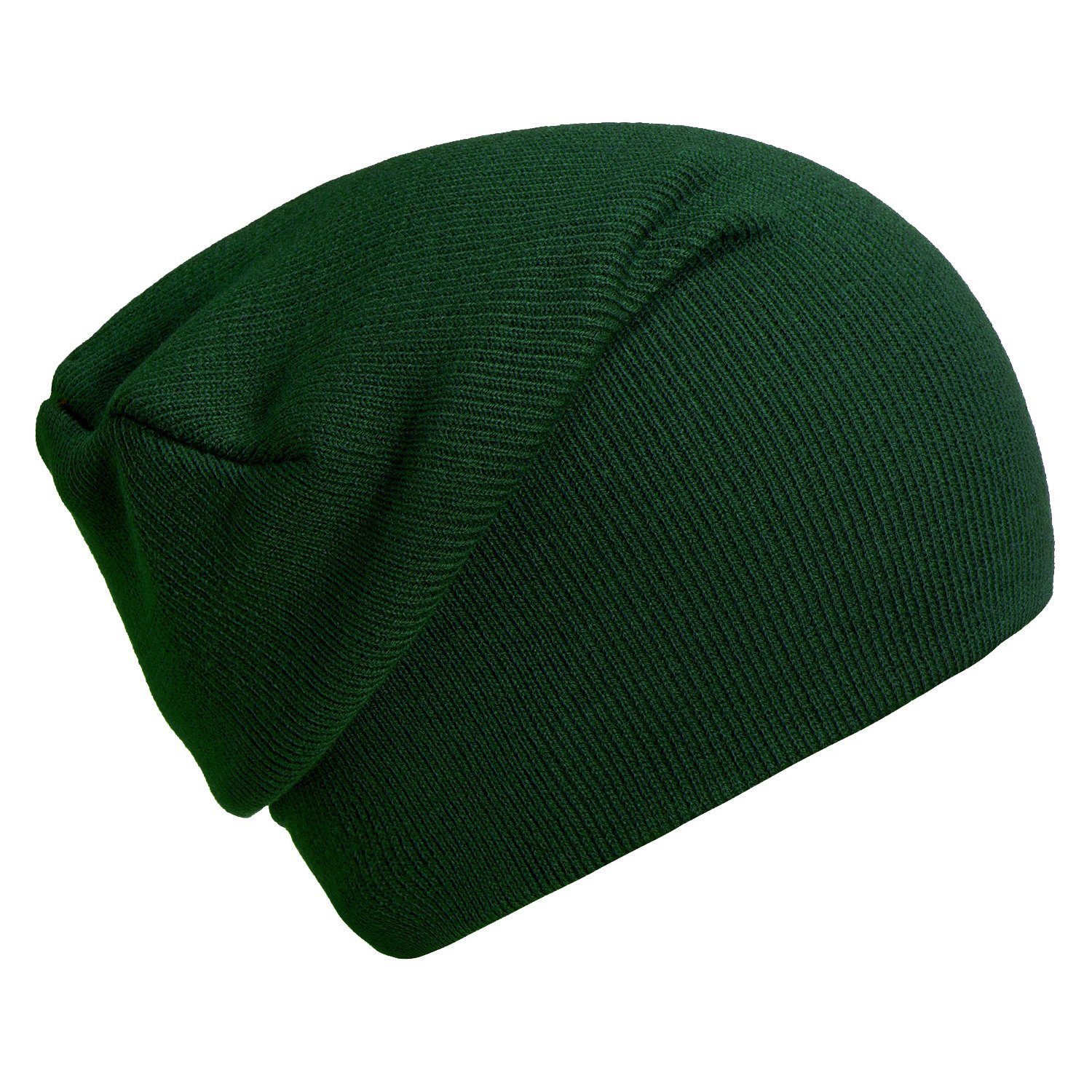 DonDon Beanie Schlauchmütze Mütze (Packung, 1-St) Wintermütze, klassischer Slouch-Beanie tannengrün