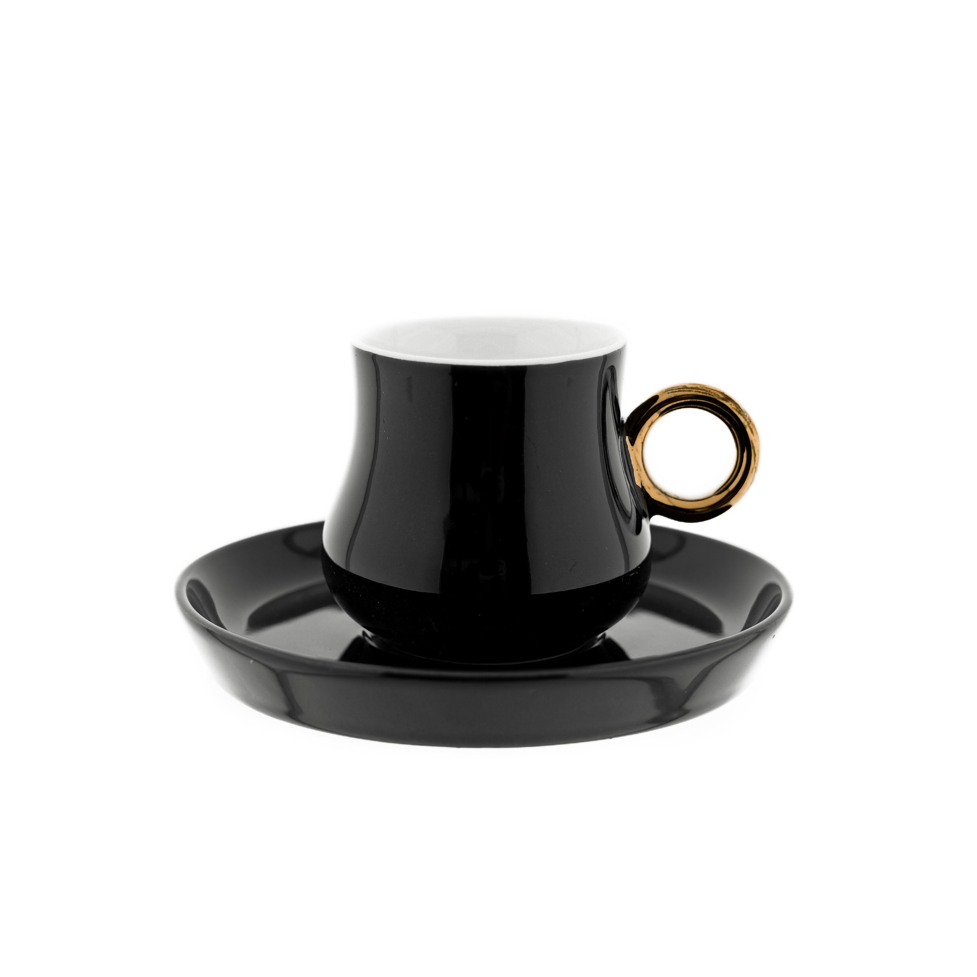Mulex Espressotasse 12 Tlg Set Mokkatassen mit Untertasse aus Porzellan 80 ml