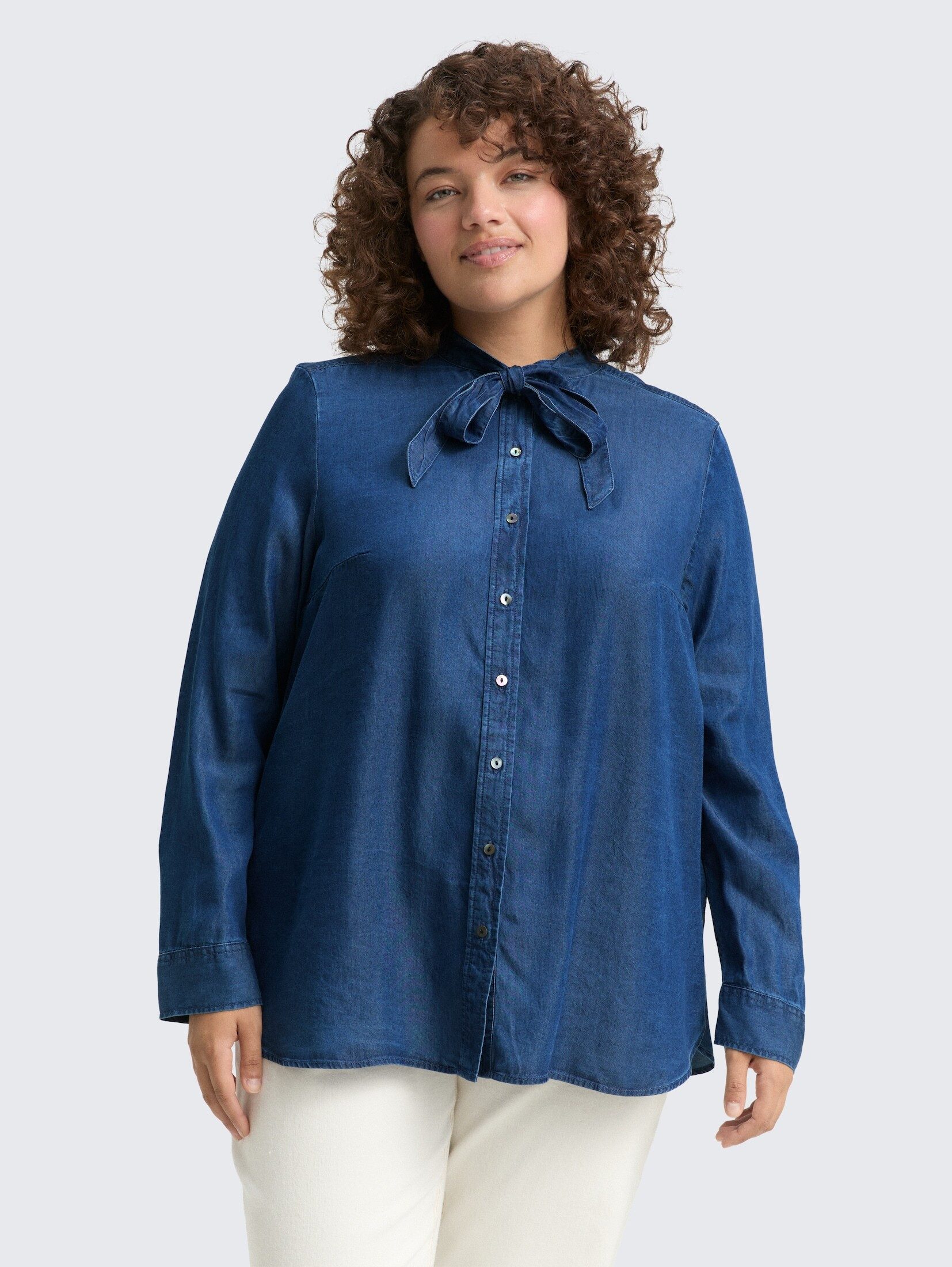 TOM TAILOR PLUS Langarmbluse Blusen & Shirts Plus Size - Bluse mit Schleife günstig online kaufen