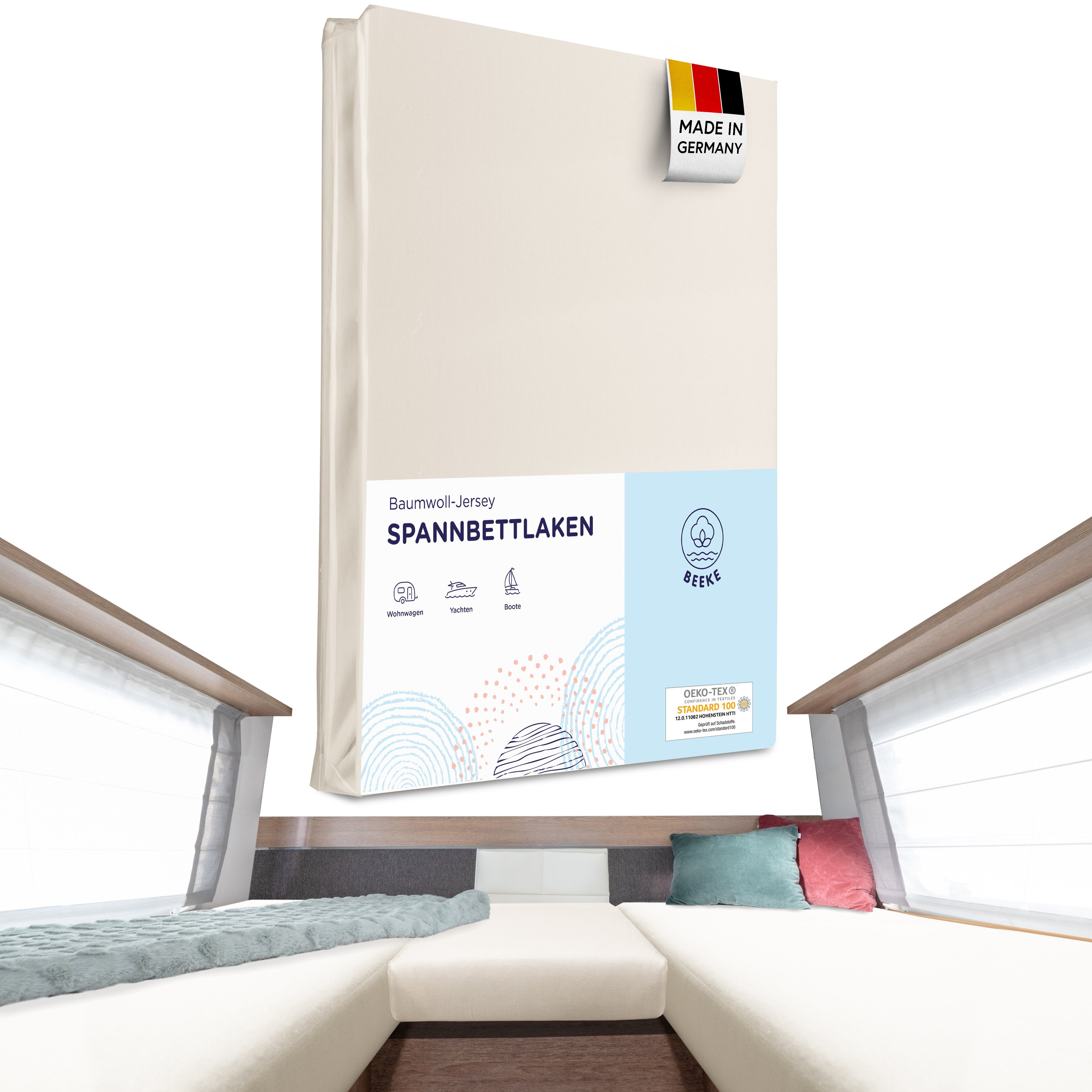 Beeke Натяжные простыни Wohnmobil, Gummizug: rundum, Made in Germany Простыни 3-teilig Wohnwagen Heckbett Caravan Zubehör