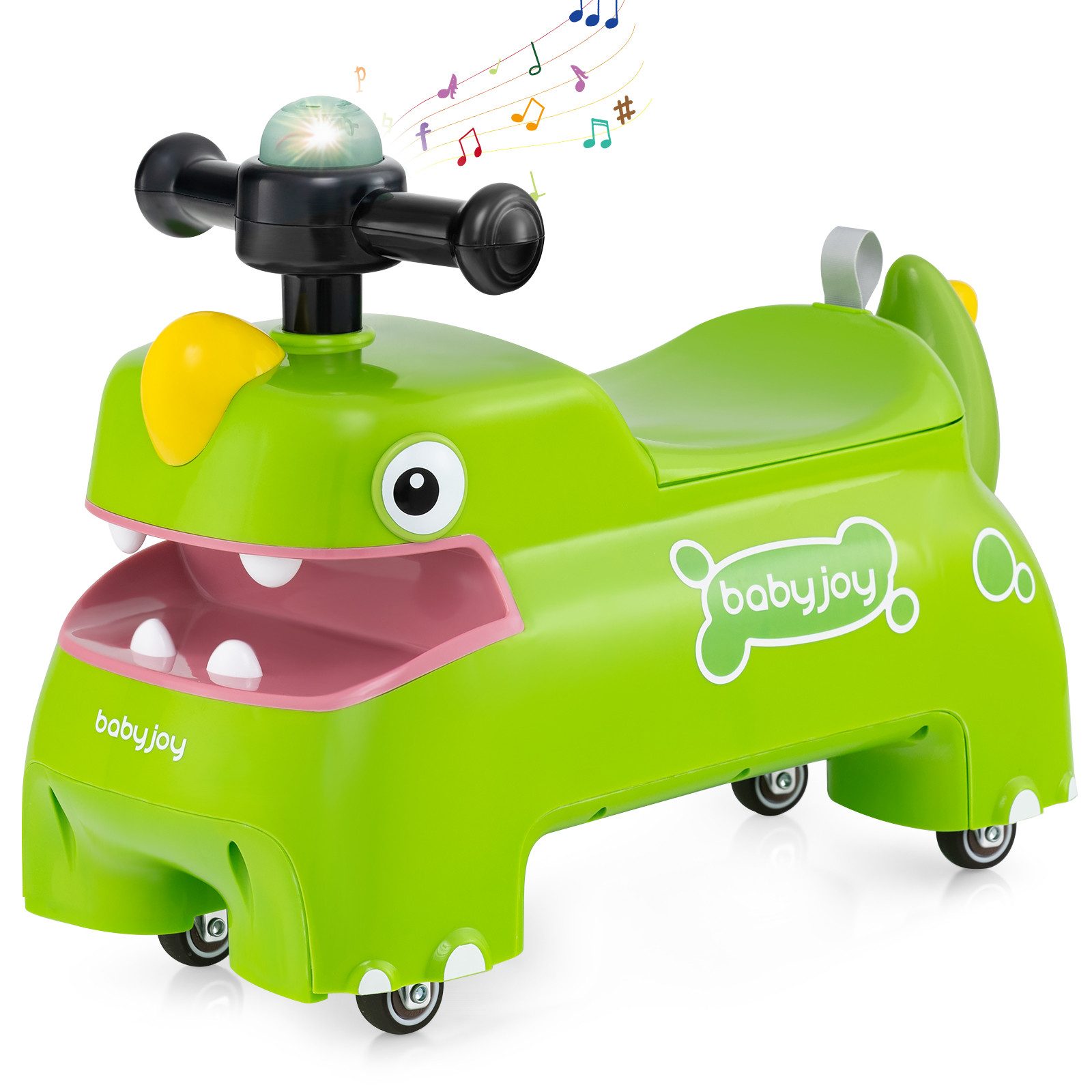 COSTWAY Rutscherauto, Rutschfahrzeug mit Stauraum, Lichter & Musik & Hupe