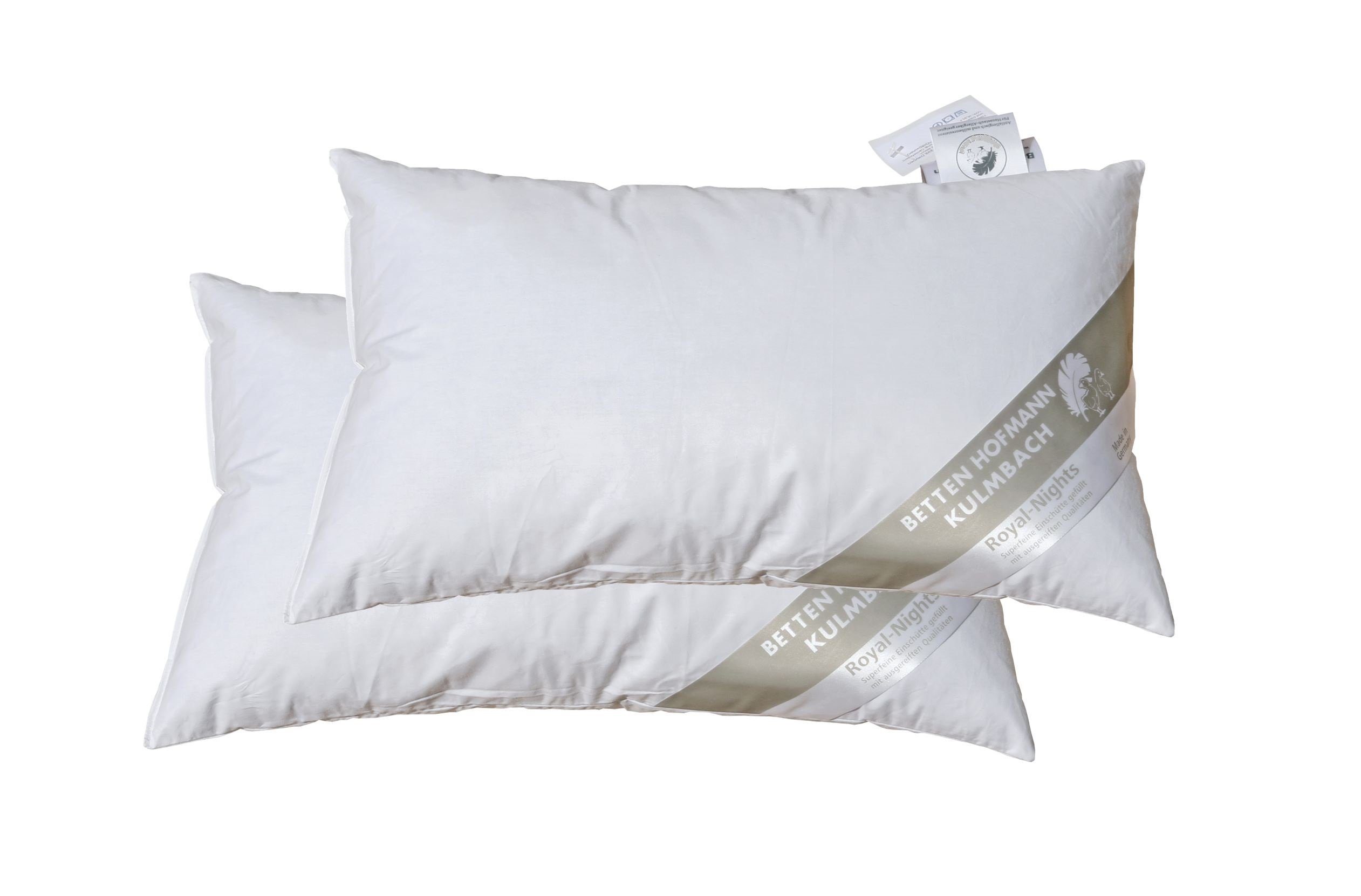 Betten Hofmann Kopfkissen 2 Stück Betten Hofmann Nackenkissen 30x50 Kuschelkissen 30% Daunen, Füllung: 70% Federn, 30% Daunen, Bezug: 100% Baumwolle, Seitenschläfer, Rückenschläfer, 2-tlg., Nackenkissen im Doppelpack, hergestellt in Deutschland